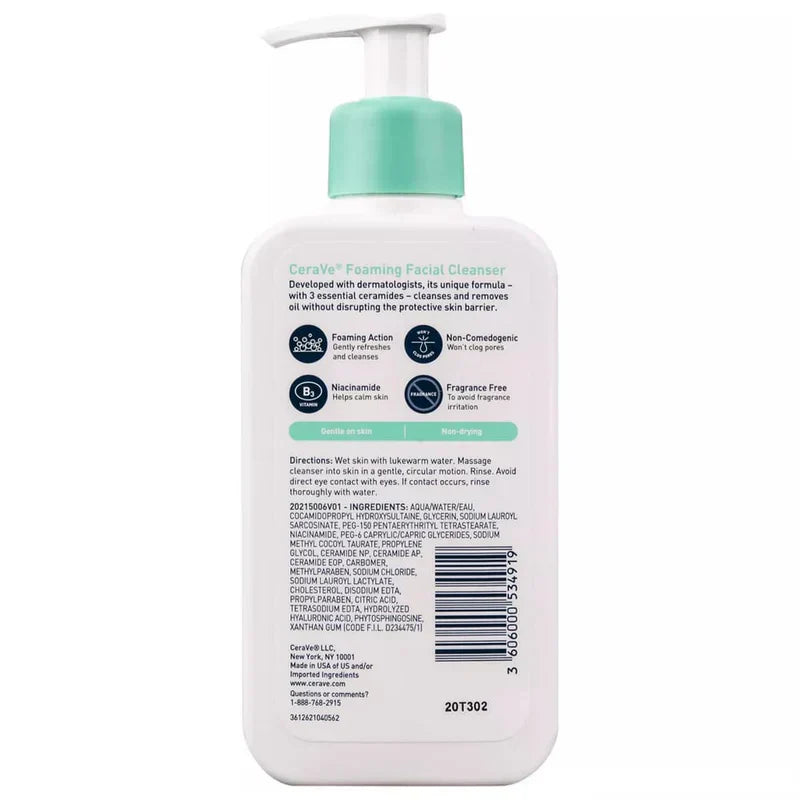 CeraVe Foaming Facial Cleanser for Normal to Oily Skin